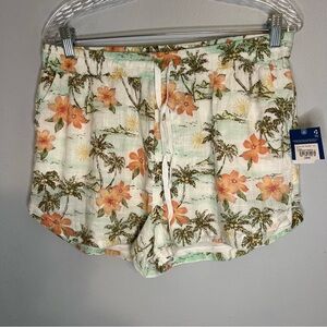NWT Arizona Womens Floral Pull On Shorts Lined Sz L Drawstring Beach Summer